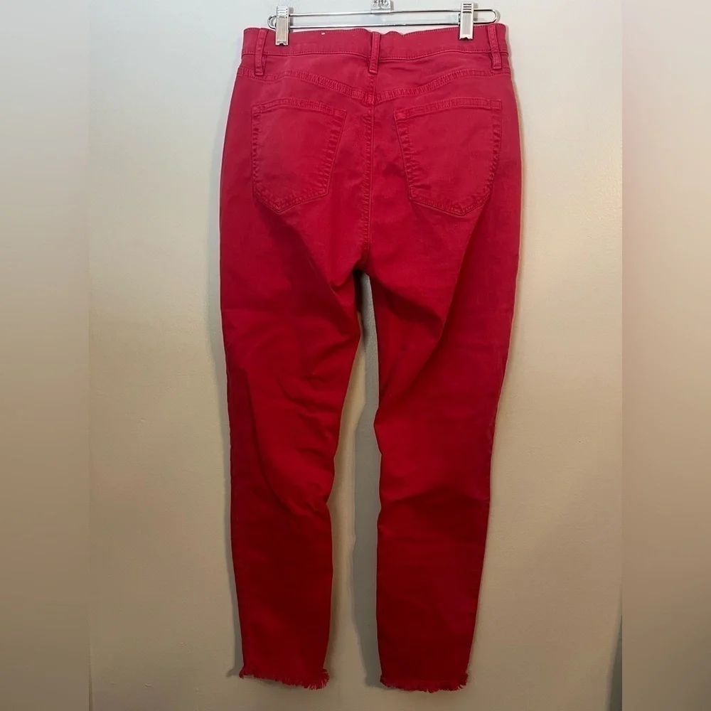 LOFT Red Frayed High Rise Skinny Crop Jeans Size 4